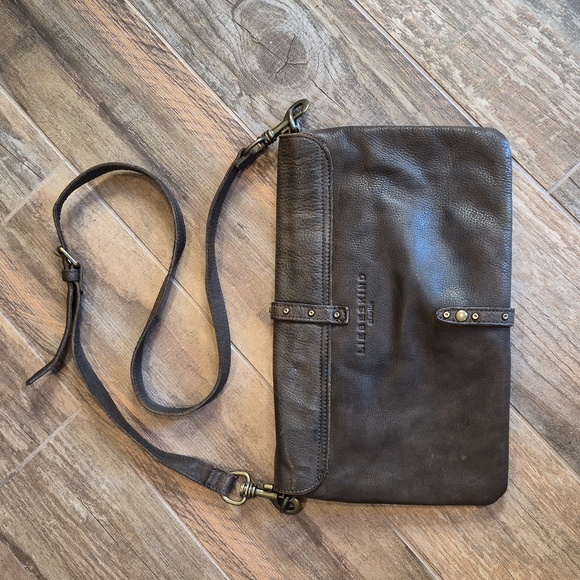 Liebeskind Dark Brown Leather Studded Detail Clutch Shoulder Crossbody Bag - Picture 4 of 16